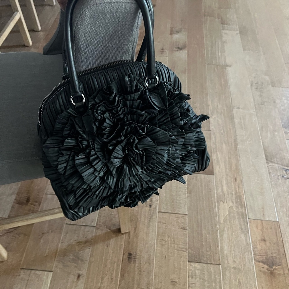 Valentino Orlandi Black Ruffled Satchel